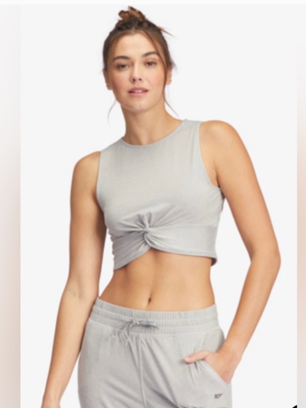 Roxy Heather Grey Twist Front Cropped Tank